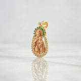 Pendant Virgen Del Carmen 2.45gr / 2.6cm / White and Green Zircons Two 18K Yellow and Rose Golds