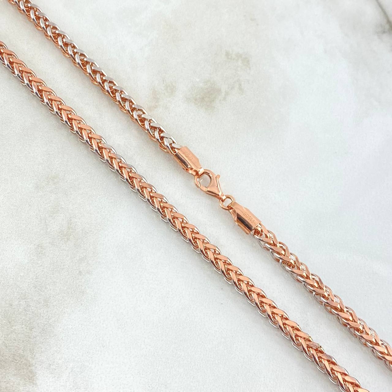 Franco Chain 17.7gr / 60cm / 3.5mm Two-tone White and Rose Gold +4 18K