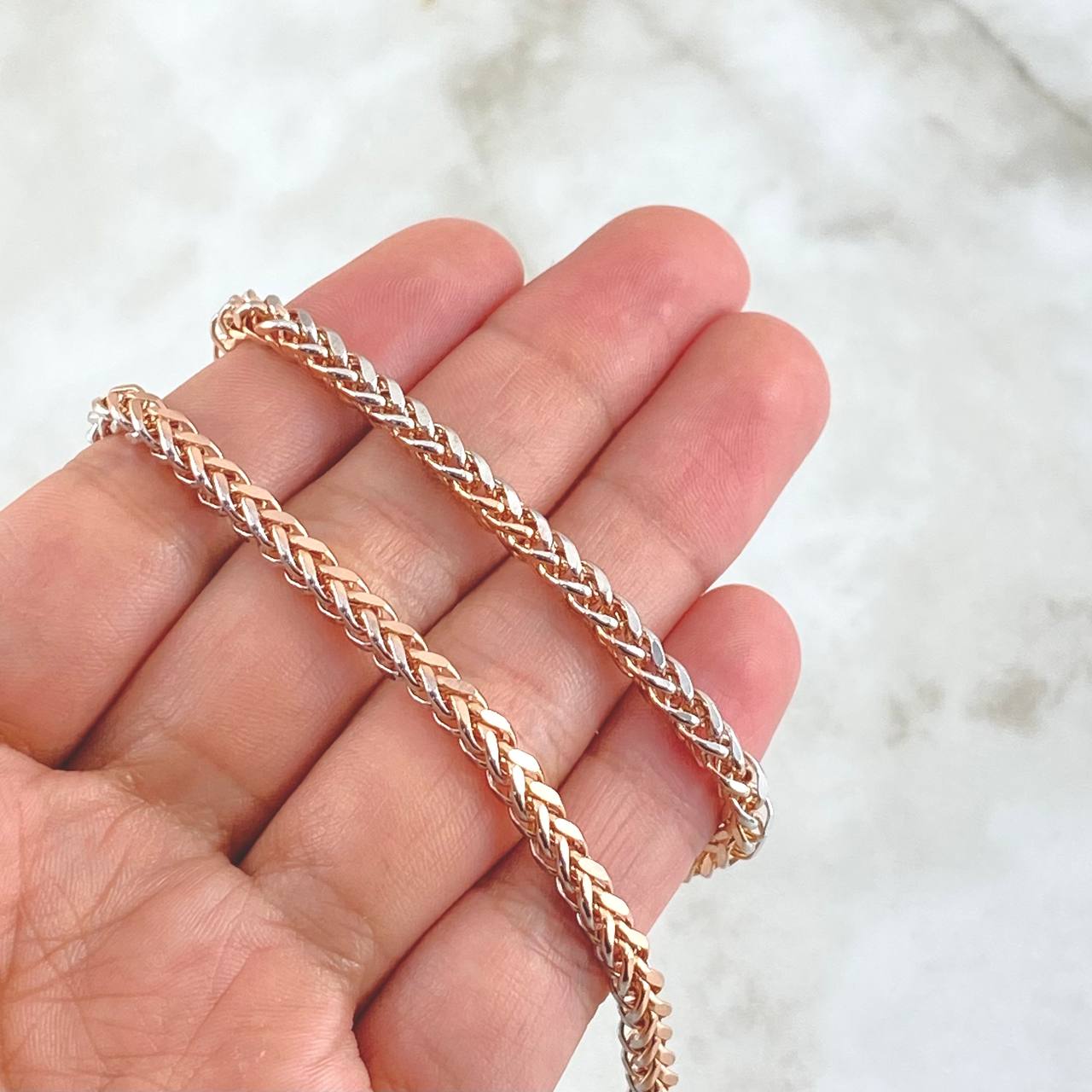 Cadena Franco 8.85gr / 60cm / 2.4mm Dos Oros Blanco Rosa +4 18K
