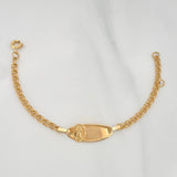 Bracelet Baby Oval Plate Divine Child 2.1 g / 5 1/4 in / 3 mm Yellow Gold 18K
