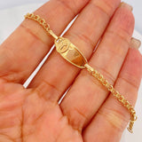 Bracelet Baby Oval Plate Divine Child 2.1 g / 5 1/4 in / 3 mm Yellow Gold 18K