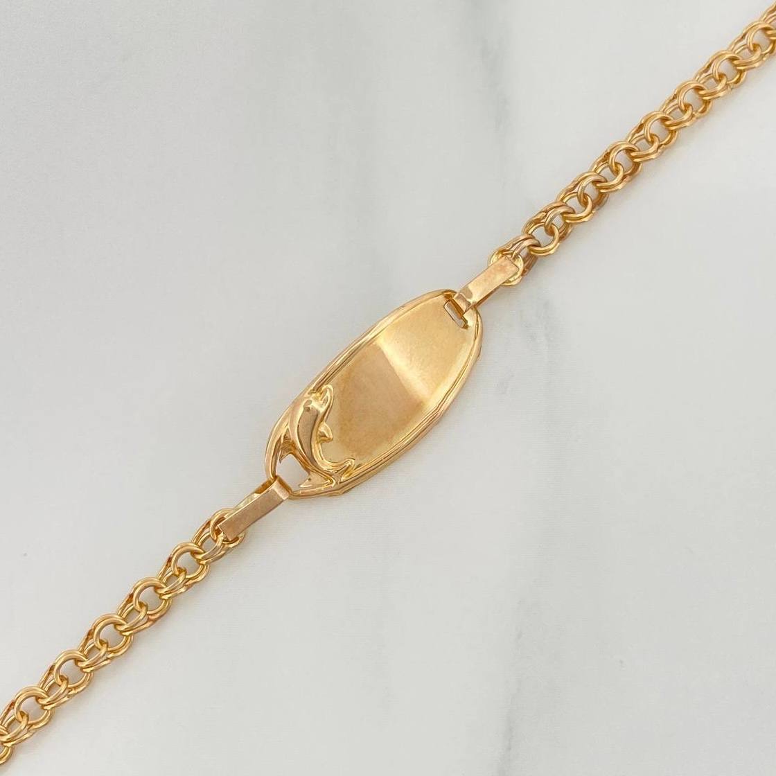 Bracelet Baby Roll-On Oval Plate Dolphin 2.35 g / 6 1/4 in / 5 1/2 in 2.8 mm Yellow Gold 18K