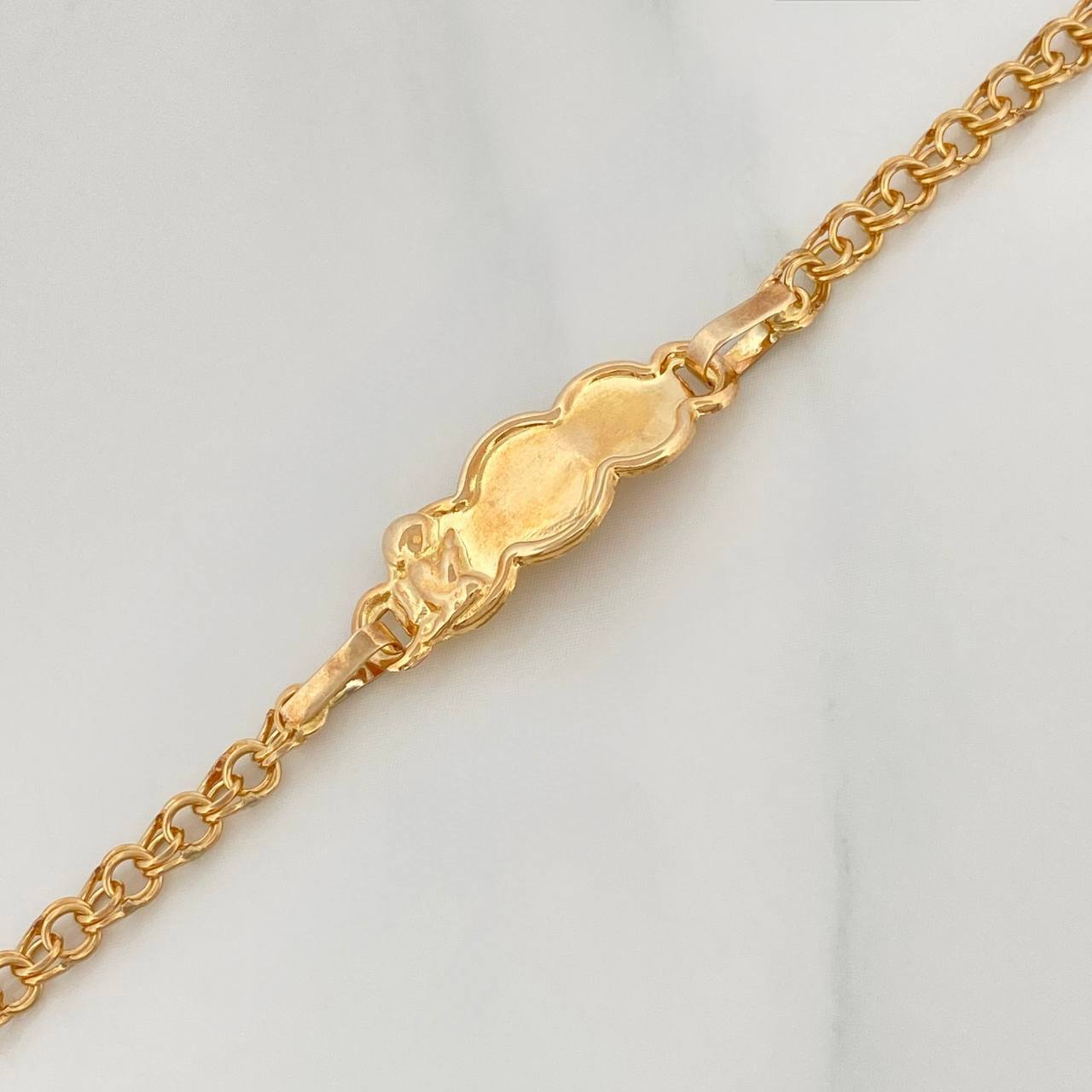 Pulso Bebé Placa Nube Angel 2.45 g / 6 1/4 in / 3 mm Oro Amarillo 18K