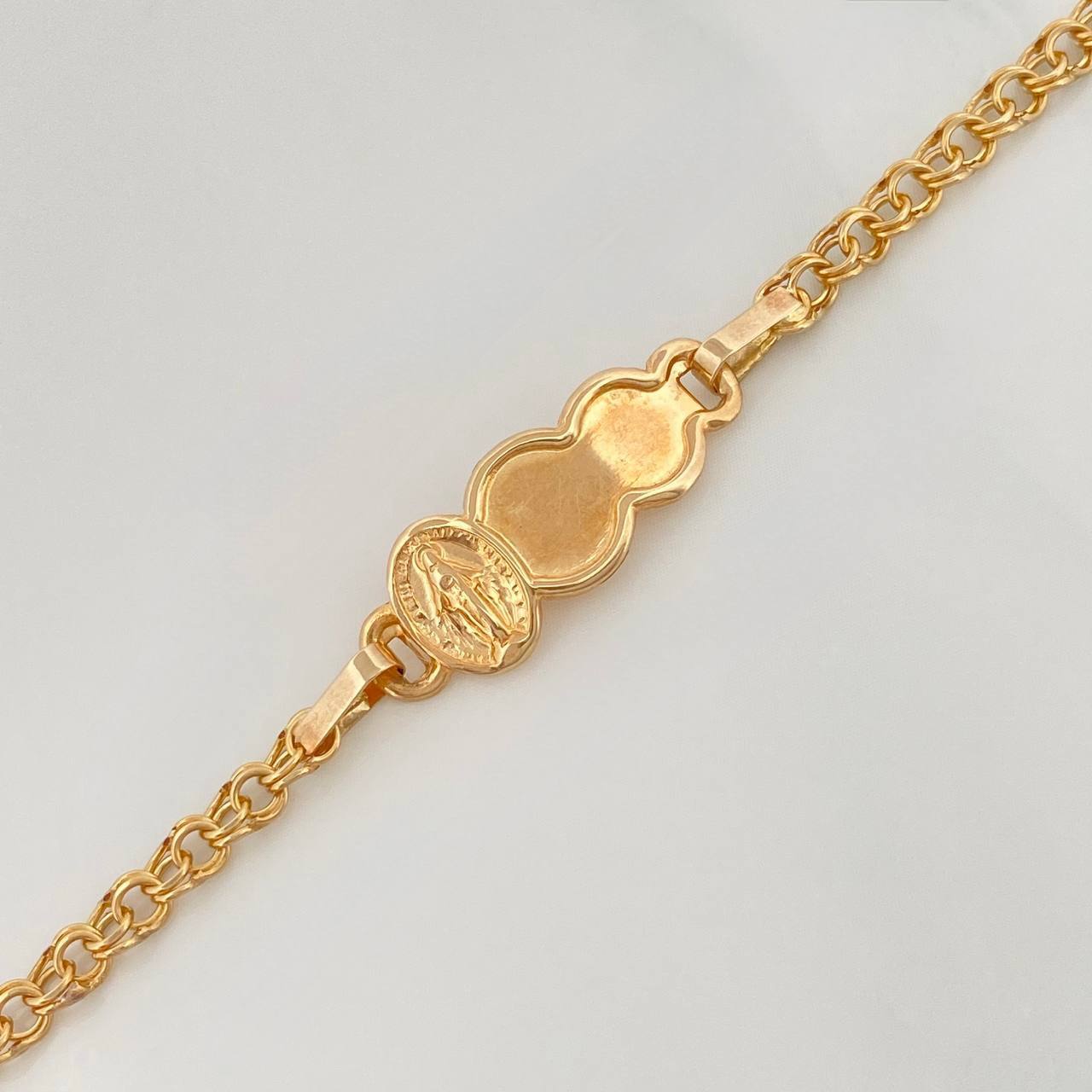 Pulso Bebé Placa Nube Virgen Guadalupe 2.3 g / 6 in / 3 mm Oro Amarillo 18K