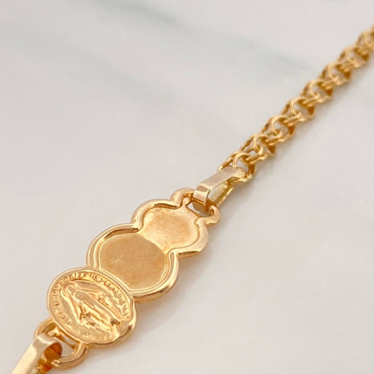 Pulso Bebé Placa Nube Virgen Guadalupe 2.3 g / 6 in / 3 mm Oro Amarillo 18K