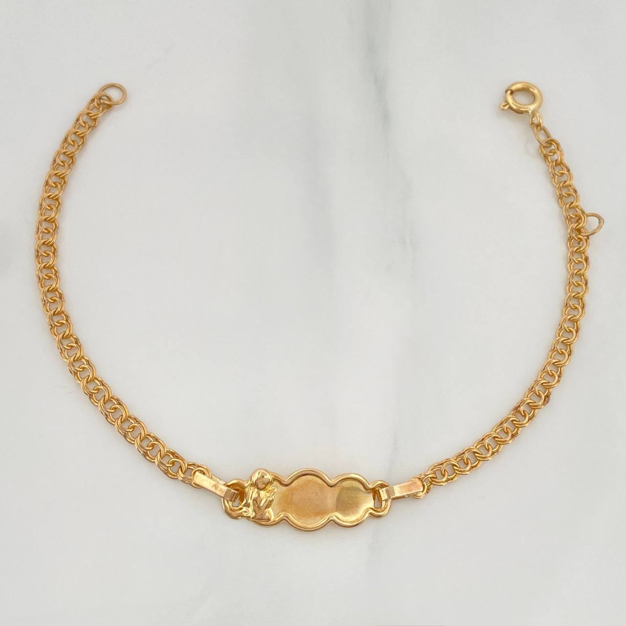 Pulso Bebé Placa Nube Angel 2.45 g / 6 1/4 in / 3 mm Oro Amarillo 18K