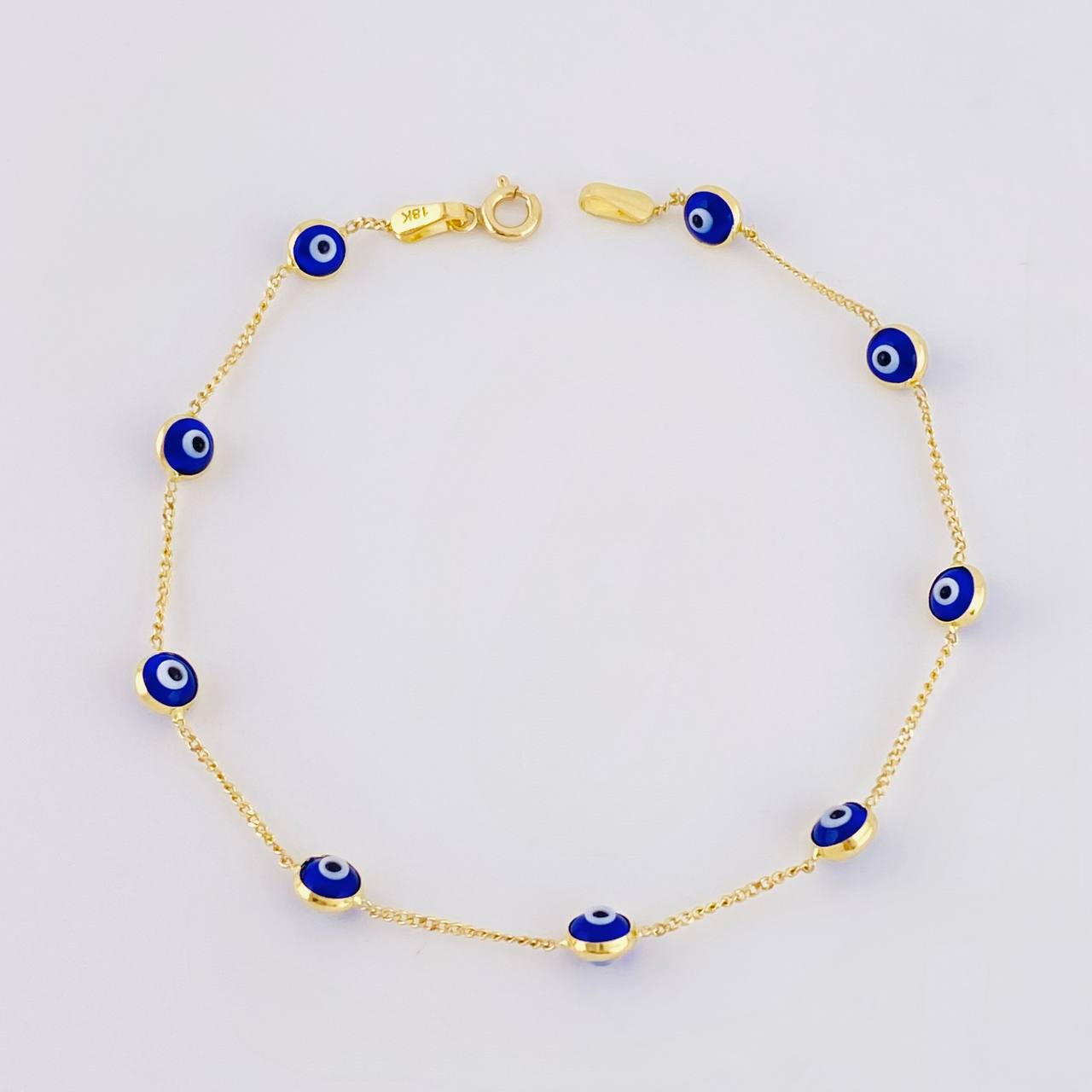 Pulso Aro Seguido Ojo Turco 2.2g / 7 3/4 in / 0.5mm Oro Amarillo 18K
