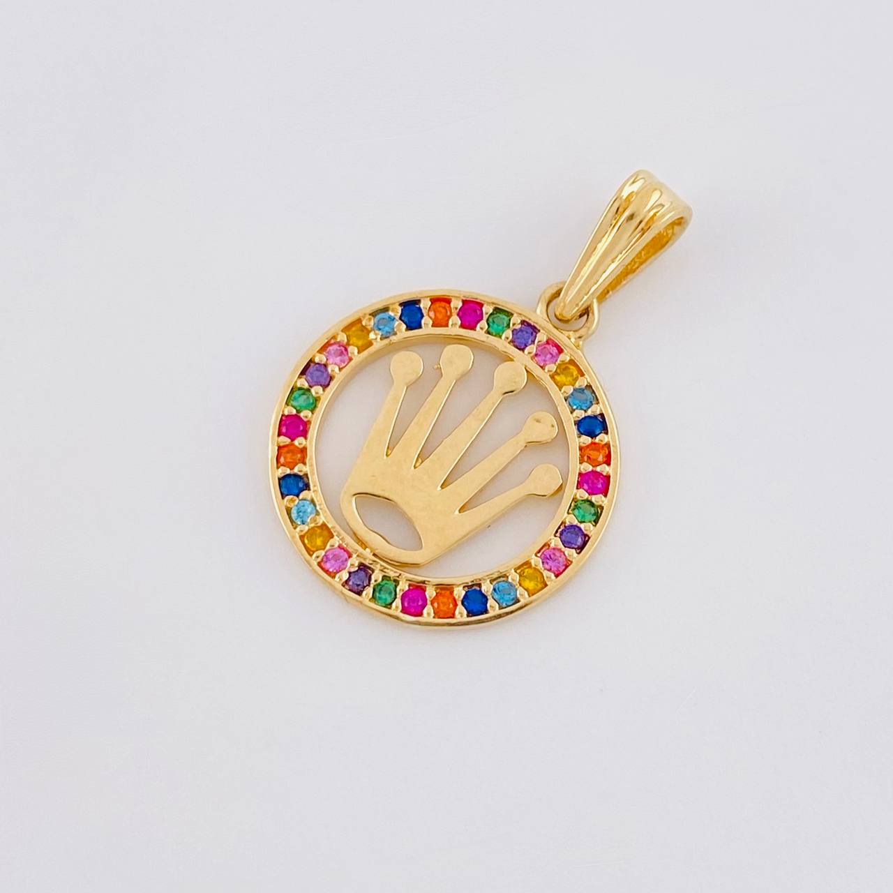 Dije Circulo Corona 1.45g / 3/4 in Oro Amarillo 18K