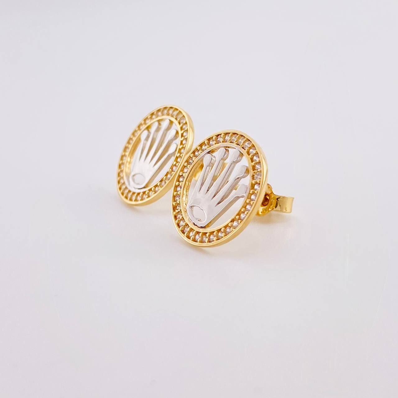 Topos Circulo Corona 2.95g / in / 14mm Dos Oros Amarillo Blanco 18K