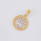 Dije Circulo Corona 1.5g / 3/4 in Dos Oros Amarillo Blanco 18K