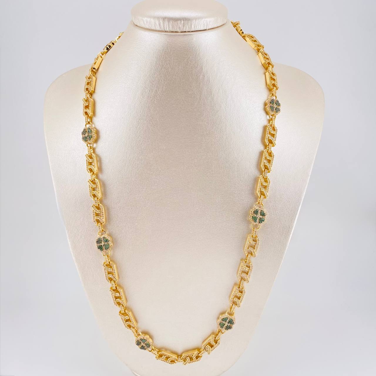 Rustic Clover Chain 59.7g / 24 in / 8mm Yellow Gold 18K