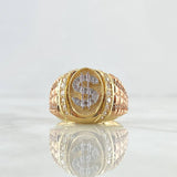 Signet Ring Dollar Sign 10gr / T10 / White Zircons Three 18K Golds ©