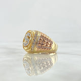 Signet Ring Dollar Sign 10gr / T10 / White Zircons Three 18K Golds ©
