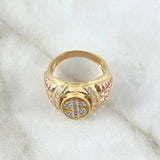 Signet Ring Dollar Sign 10gr / T10 / White Zircons Three 18K Golds ©