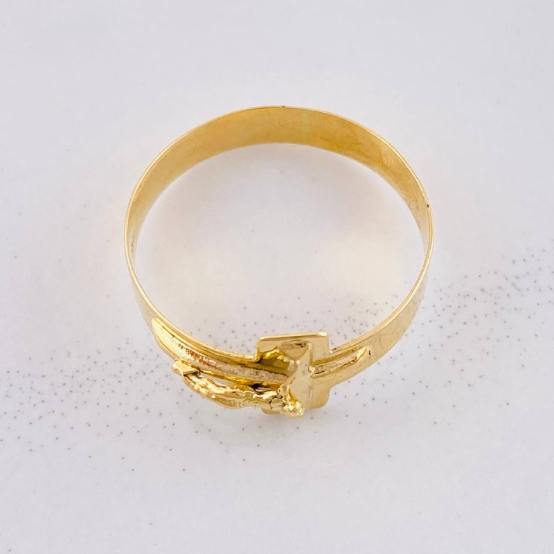 Anillo Cruz Cristo 1.95g / T10 3/4 Oro Amarillo 18K