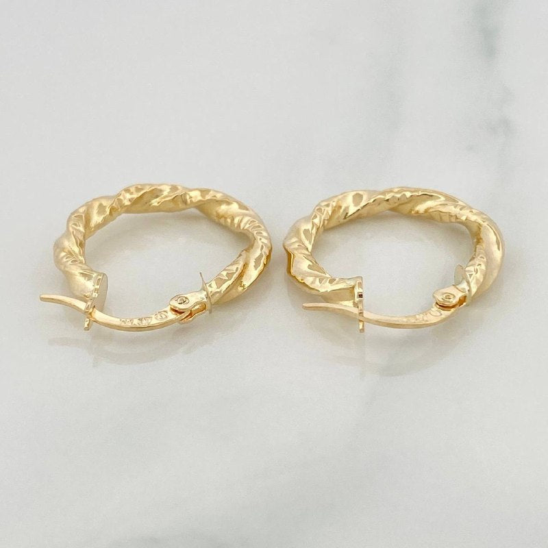 Hoop Earrings Milu Striped 1.85 g / 3/4 in Yellow Gold 18K