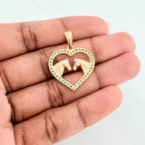 Pendant Heart Horses 3.05 g / 1 1/4 in Two Golds Yellow White 18K