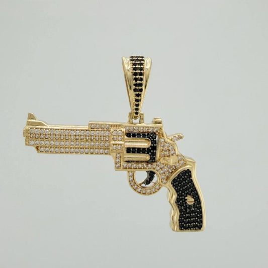 Dije Pistola 9.8 g / 1 3/4 in Dos Oros Negro Amarillo 18K