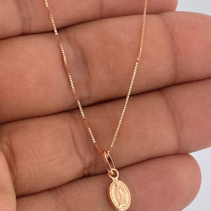 Set Cadena y Dije Veneciana + Virgen Milagrosa 1.65gr / Oro Rosa 18K (Oferta) $
