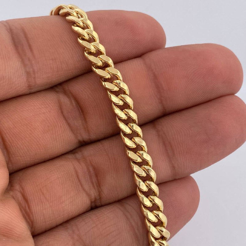 Tobillera Cubana 6.5gr / 9 1/4 in / Oro Amarillo +1 14K Italy &