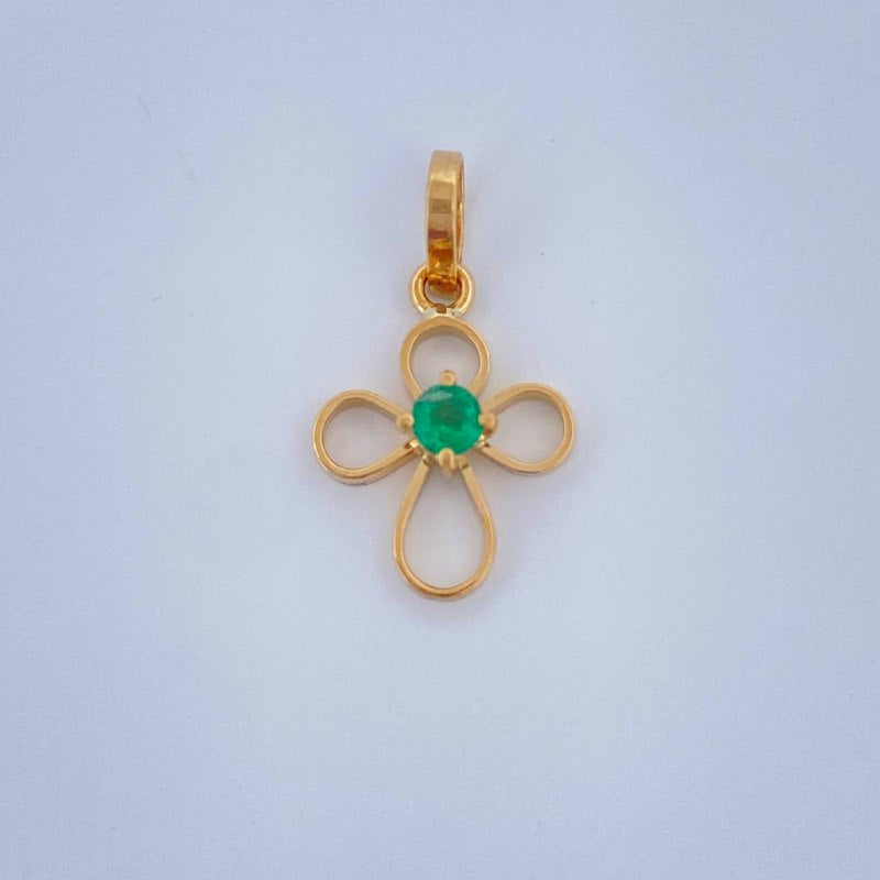 Pendant Silhouette Tear Cross 0.5gr / 3/4 in / 18K Yellow Gold &
