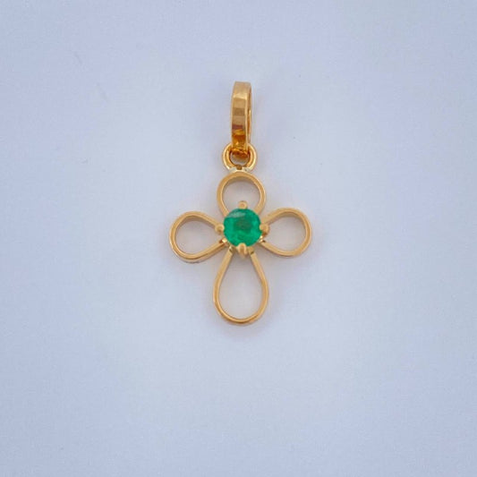 Pendant Silhouette Tear Cross 0.5gr / 3/4 in / 18K Yellow Gold &