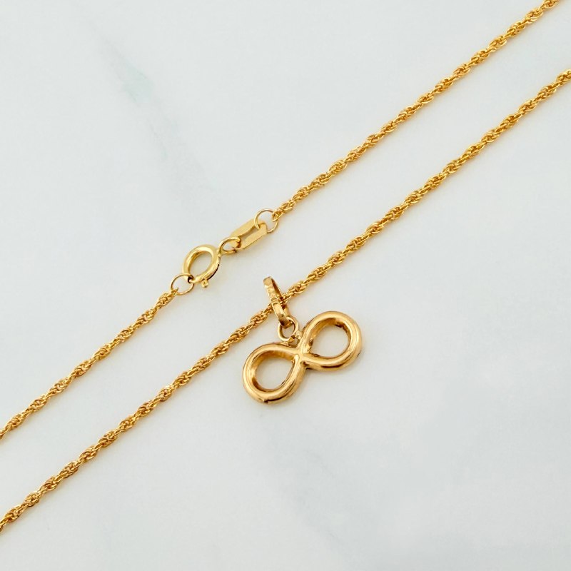 Rope Chain Set + Infinity Pendant / 1.4 gr / 19 3/4 in 18K Yellow Gold