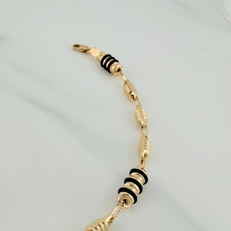Tobillera Rustico Cilindro Barril 7.15 g / 11 in / 5.3 mm Oro Amarillo 18K