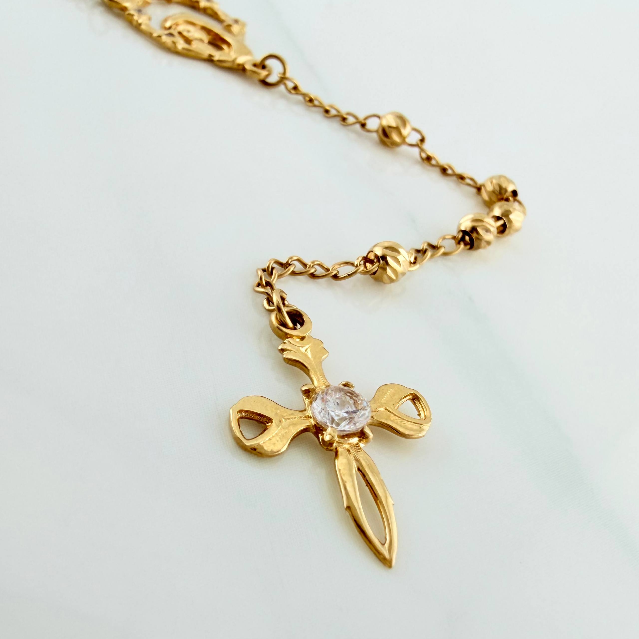 Miraculous Virgin Rosary 7.95 g / 23 1/4 in / 1.6 mm 18K Yellow Gold