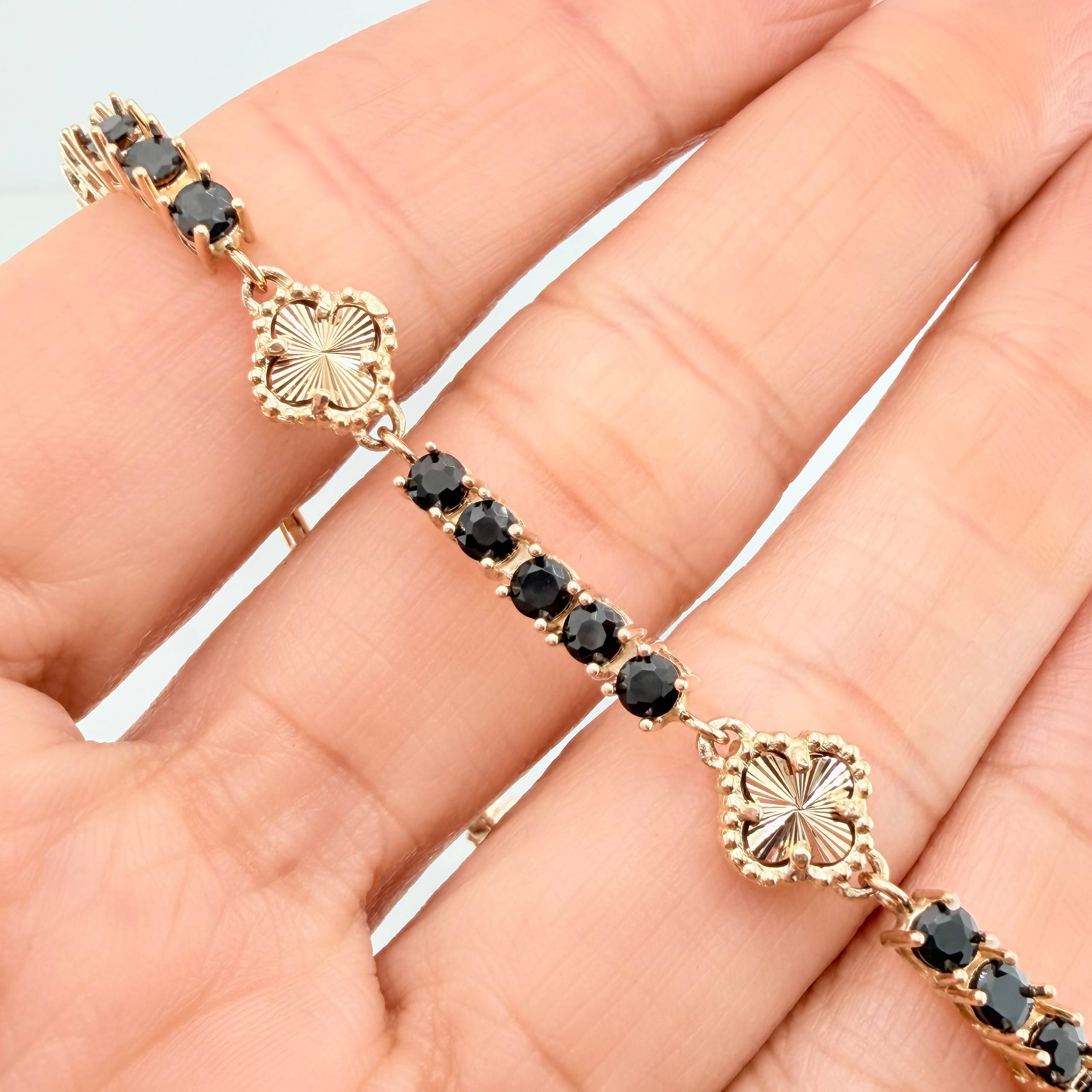 Pulso Tennis Trebol Diamantado 12.95 g / 7 3/4 in / 3.2 mm Oro Amarillo 18K