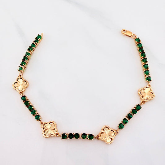 Pulso Tennis Trebol Diamantado 12.95 g / 7 3/4 in / 3.3 mm Oro Amarillo 18K