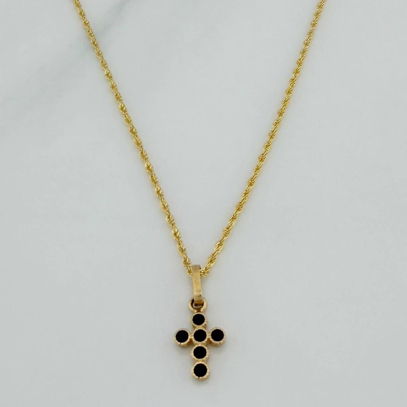 Set Cadena Lazo + Dije Cruz / 1,6 gr / 20 in Oro Amarillo 18K