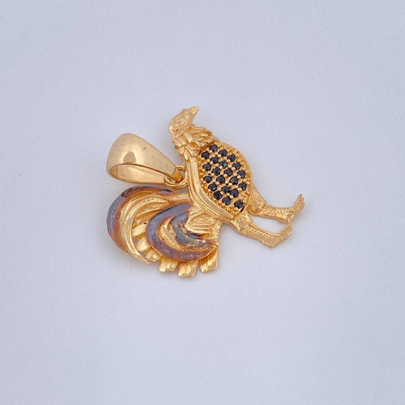 Rooster Pendant 2.7gr / 0.9in / Two Tone Black Yellow 18K $