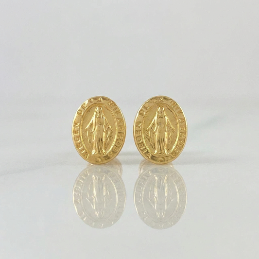 Stud Earrings Miraculous Virgin 0.75 g / in / 6.2 mm Yellow Gold 18K