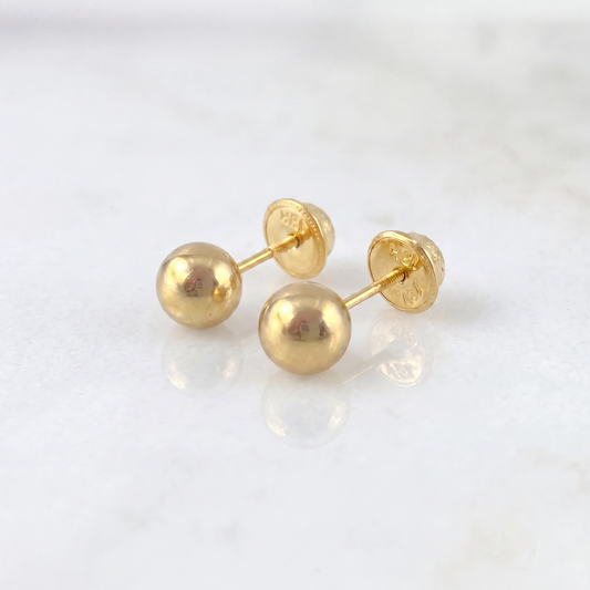 Topos Bola Lisa 0.75 g / in / 5 mm Oro Amarillo 18K