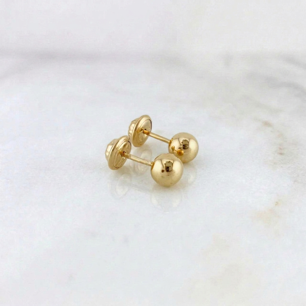 Topos Bola Lisa 0.75 g / in / 5 mm Oro Amarillo 18K