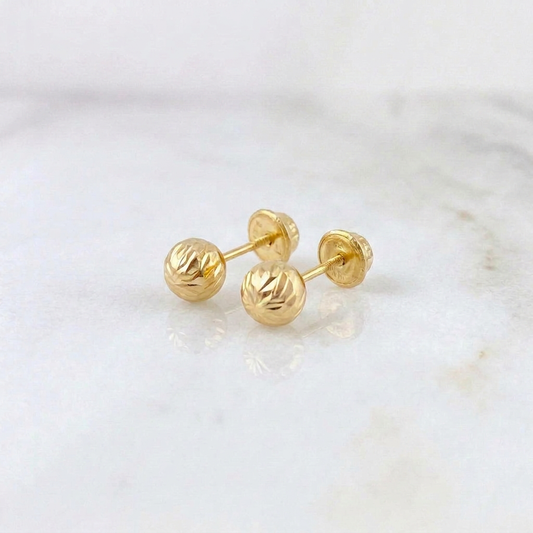 Diamond Cut Bead Stud Earrings 0.7 g / in / 5 mm 18K Yellow Gold