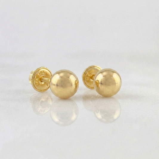Plain Bead Stud Earrings 0.55g / in / 5mm Yellow Gold 18K
