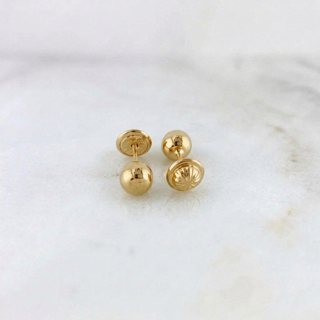 Plain Bead Stud Earrings 5mm 0.55g / in / 5mm Yellow Gold 18K