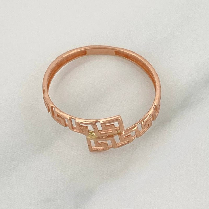 Tribal Crossed Ring 1.1 g / Size 7 1/4 18K Rose Gold