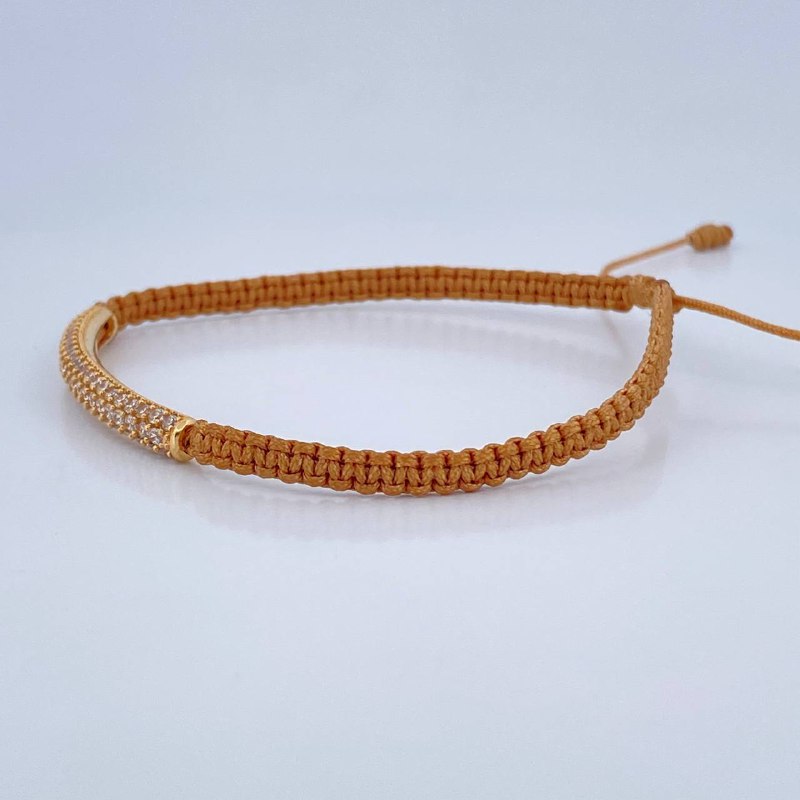 Pulsera Tejdia Beige Cilindro 2.6gr / Oro 18K &