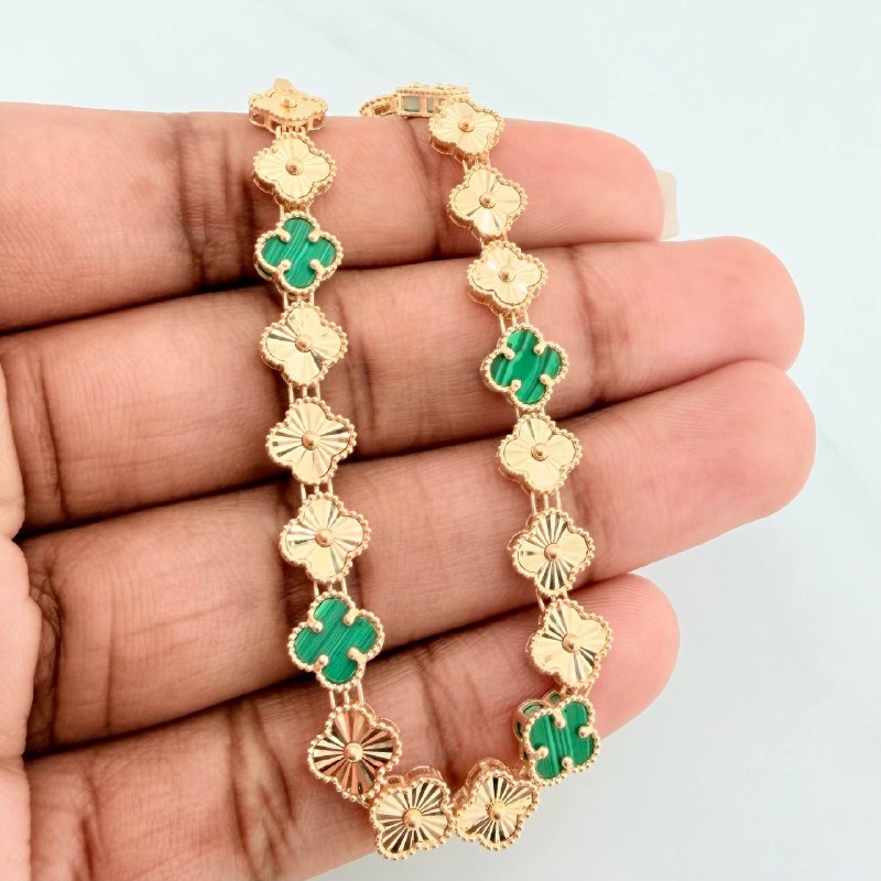 Pulso Trebol Diamantado 8.35 g / 7 in / 7.25 mm Oro Amarillo 18K