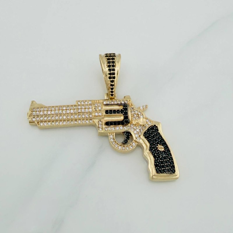 Dije Pistola 9.8 g / 1 3/4 in Dos Oros Negro Amarillo 18K