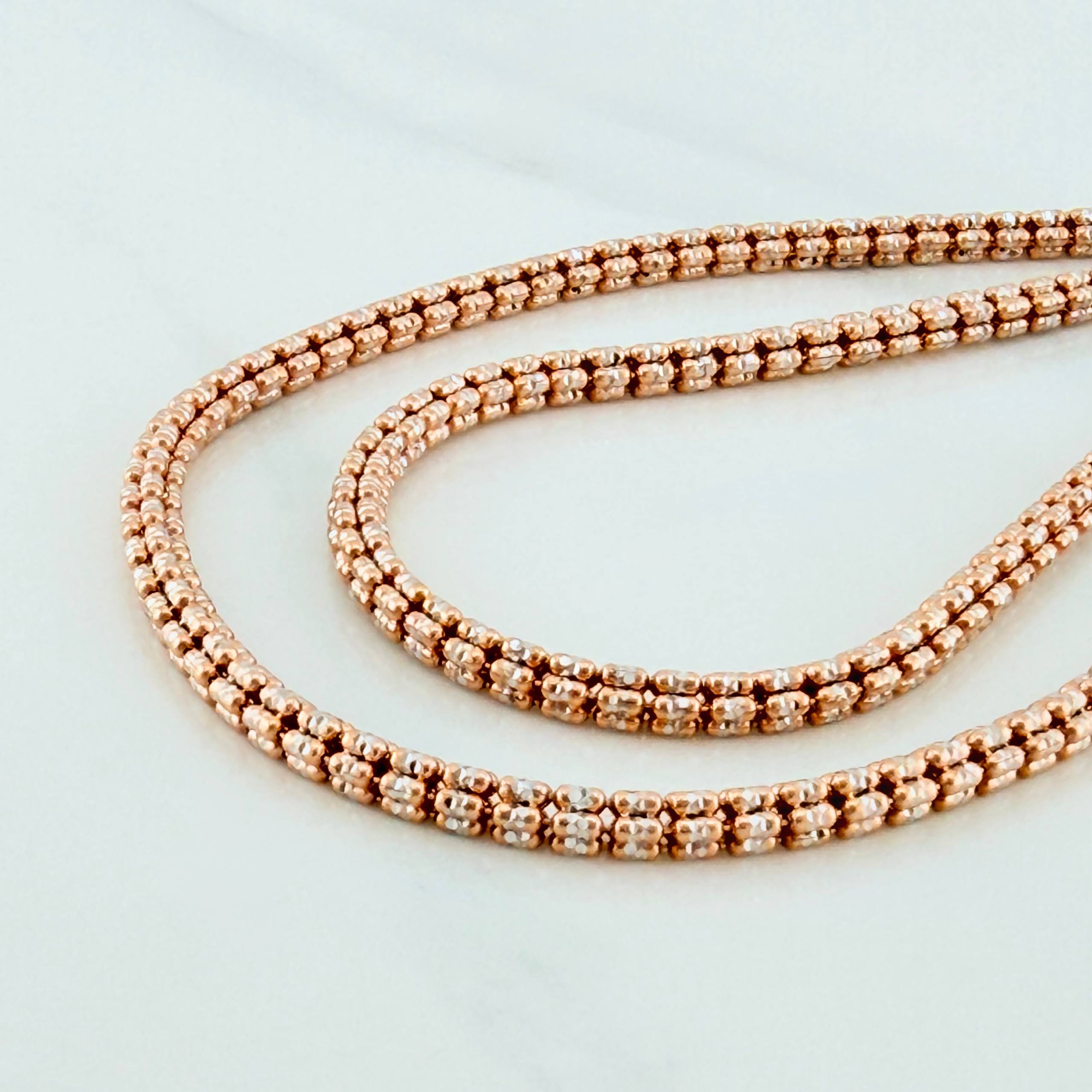 Ice Chain 24 g / 27 3/4 in / 3 mm Two-Tone White and Rose Gold 18K