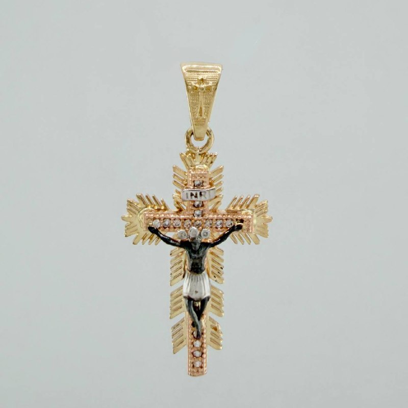 Dije Cruz Cristo Milagroso De Buga 3.85 g / 1 1/2 in Tres Oros 18K