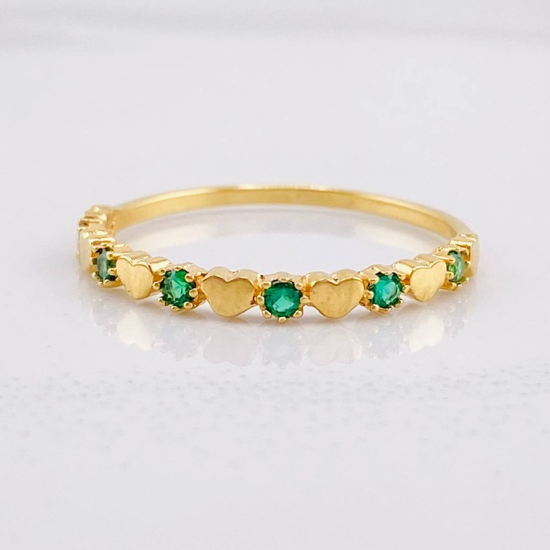 Intercalated Heart Ring 1.4g / T8 1/4 Yellow Gold 18K