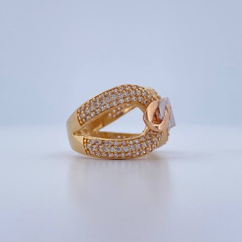 Crossed Ring 6.85gr / Size 6 3/4 / Three 18K Golds &