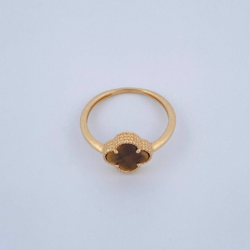 Anillo Trebol Solitario 1.75gr / T5 3/4 / Oro Amarillo Nac.Esp. 18K $