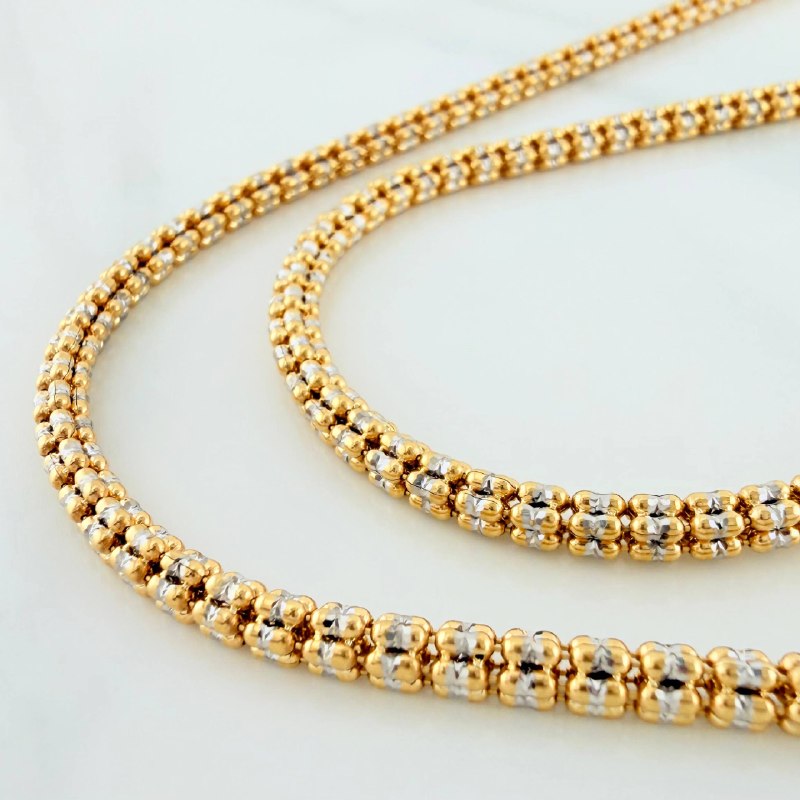 Cadena Ice 25.15 g / 25 3/4 in / 3.15 mm Dos Oros Amarillo Blanco 18K