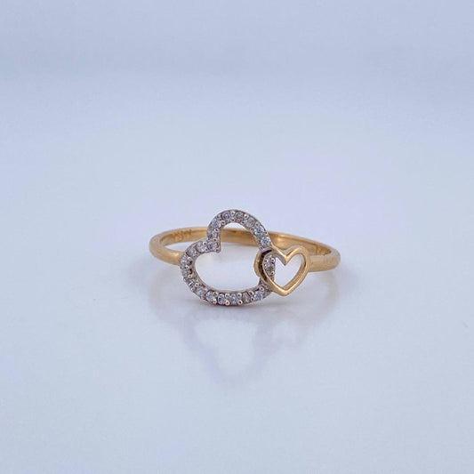 Anillo Pareja Corazones 1.8gr / T7 3/4 / Oro 18K &